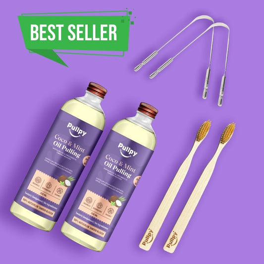DUO COMBO Mondspoeling Oil Pulling Coco & Mint met 8 Oliën + Vitamines D3, E & K2 | Zeg vaarwel tegen tandplak, slechte adem & gevoelig tandvlees
